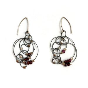 Garnet and Nylon Earrings-Earrings-Meghan Riley-Pistachios