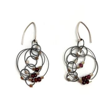 Garnet and Nylon Earrings