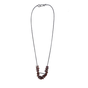 Garnet and Oxidized Sterling Silver Necklace-Necklaces-Karen Gilbert-Pistachios