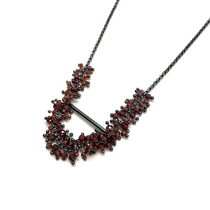 Garnet and Oxidized Sterling Silver Necklace-Necklaces-Karen Gilbert-Pistachios