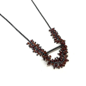 Garnet and Oxidized Sterling Silver Necklace-Necklaces-Karen Gilbert-Pistachios