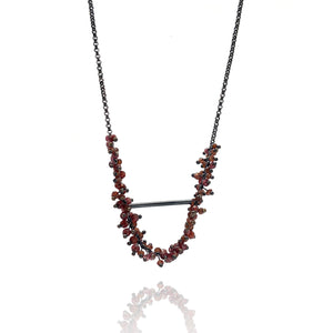Garnet and Oxidized Sterling Silver Necklace-Necklaces-Karen Gilbert-Pistachios