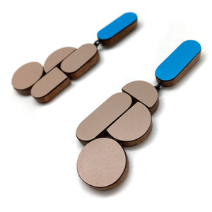 Geometric Earrings - Brown and Blue-Earrings-Karen Vanmol-Pistachios