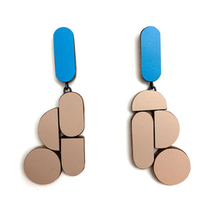 Geometric Earrings - Brown and Blue-Earrings-Karen Vanmol-Pistachios