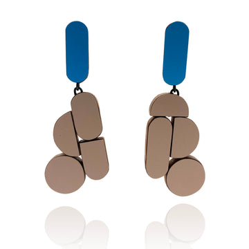 Geometric Earrings - Brown and Blue