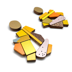 Geometric Earrings - Gold, Orange, Yellow-Earrings-Karen Vanmol-Pistachios