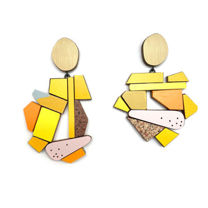 Geometric Earrings - Gold, Orange, Yellow-Earrings-Karen Vanmol-Pistachios