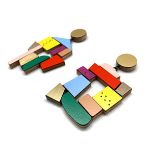 Geometric Earrings - Gold and Mixed Rainbow-Earrings-Karen Vanmol-Pistachios