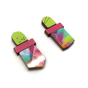 Geometric Earrings - Green, Fuchsia, Multicolor-Earrings-Karen Vanmol-Pistachios