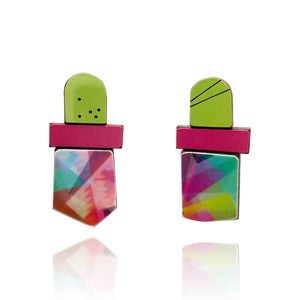 Geometric Earrings - Green, Fuchsia, Multicolor-Earrings-Karen Vanmol-Pistachios