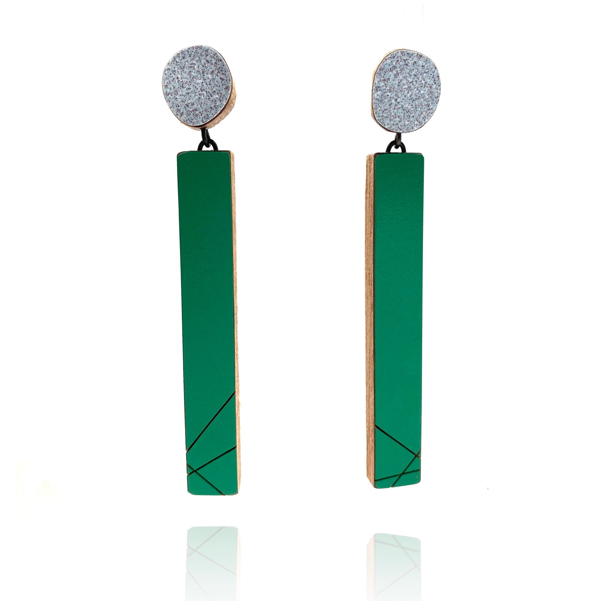 Geometric Earrings - Green and Marble-Earrings-Karen Vanmol-Pistachios