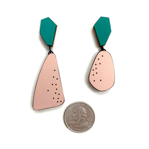 Geometric Earrings - Pink and Green-Earrings-Karen Vanmol-Pistachios