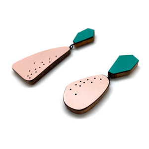 Geometric Earrings - Pink and Green-Earrings-Karen Vanmol-Pistachios