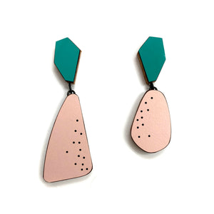 Geometric Earrings - Pink and Green-Earrings-Karen Vanmol-Pistachios