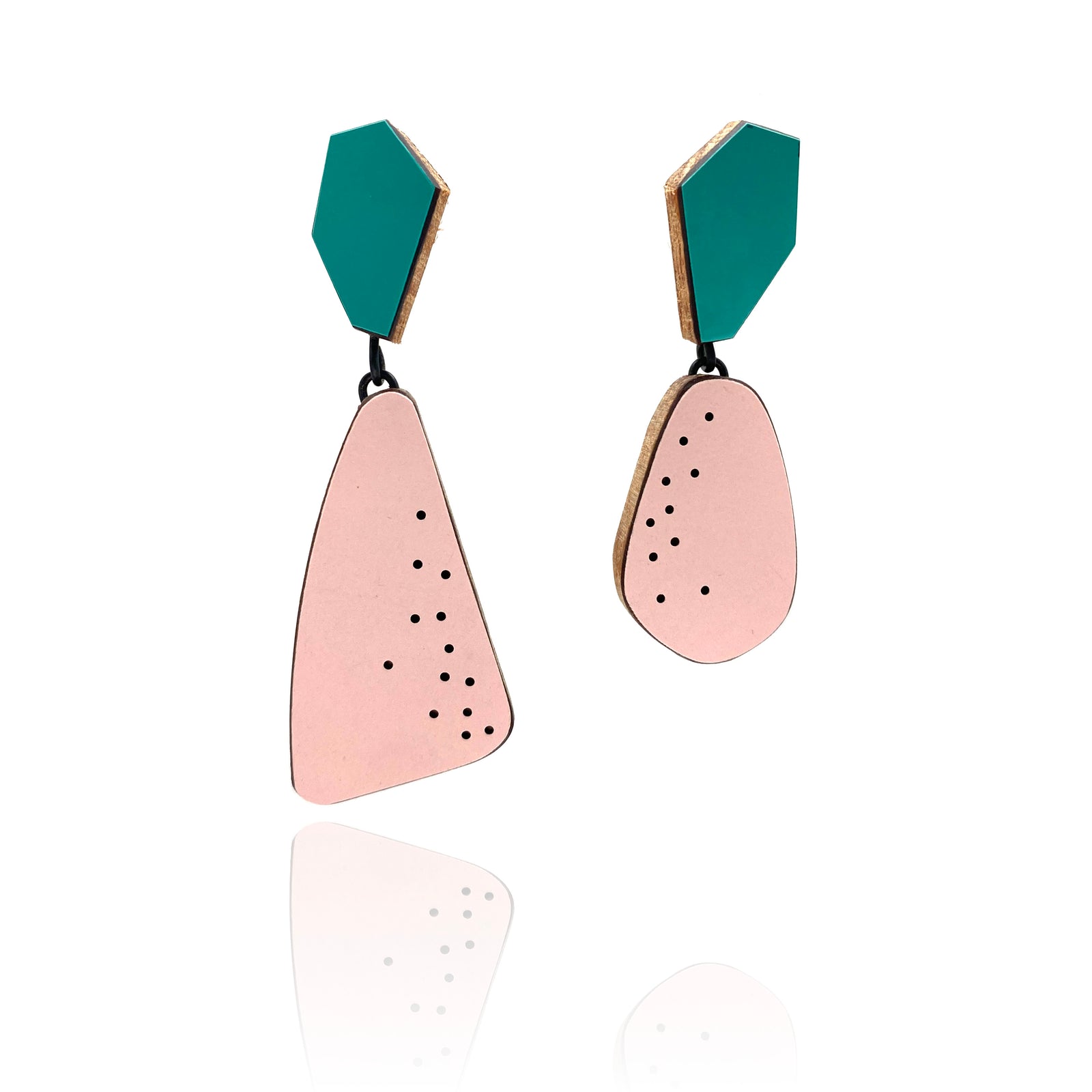 Geometric Earrings - Pink and Green-Earrings-Karen Vanmol-Pistachios