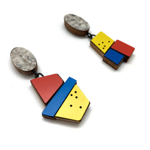 Geometric Earrings - Primary and Marble-Earrings-Karen Vanmol-Pistachios