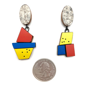 Geometric Earrings - Primary and Marble-Earrings-Karen Vanmol-Pistachios