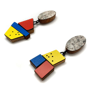 Geometric Earrings - Primary and Marble-Earrings-Karen Vanmol-Pistachios