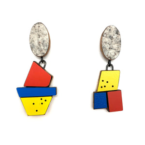 Geometric Earrings - Primary and Marble-Earrings-Karen Vanmol-Pistachios