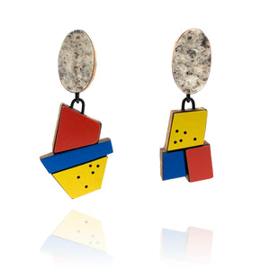 Geometric Earrings - Primary and Marble-Earrings-Karen Vanmol-Pistachios