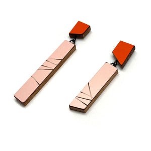 Geometric Earrings - Rose Gold and Orange-Earrings-Karen Vanmol-Pistachios