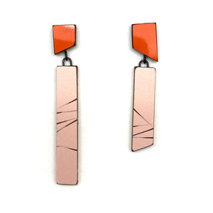 Geometric Earrings - Rose Gold and Orange-Earrings-Karen Vanmol-Pistachios