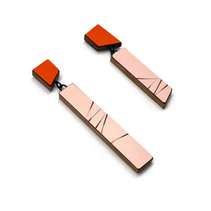 Geometric Earrings - Rose Gold and Orange-Earrings-Karen Vanmol-Pistachios