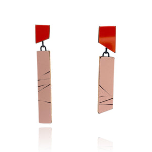 Geometric Earrings - Rose Gold and Orange-Earrings-Karen Vanmol-Pistachios