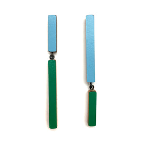 Geometric Earrings - Thin Blue and Green-Earrings-Karen Vanmol-Pistachios