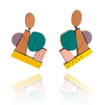 Geometric Earrings - Vintage Orange Multicolor