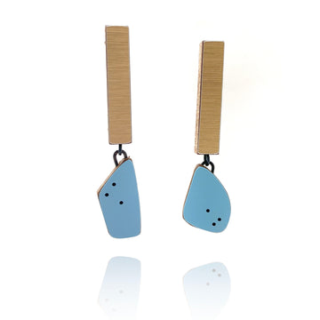 Geometric Gold Metallic and Blue Earrings