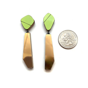 Geometric Gold Metallic and Green Earrings-Earrings-Karen Vanmol-Pistachios