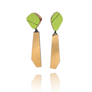 Geometric Gold Metallic and Green Earrings-Earrings-Karen Vanmol-Pistachios