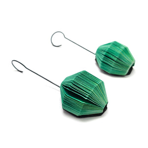 Geometric Green Paper Earrings-Earrings-Naoko Yoshizawa-Pistachios