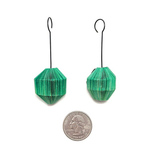 Geometric Green Paper Earrings-Earrings-Naoko Yoshizawa-Pistachios