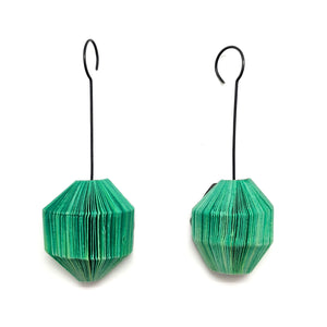 Geometric Green Paper Earrings-Earrings-Naoko Yoshizawa-Pistachios