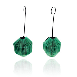 Geometric Green Paper Earrings-Earrings-Naoko Yoshizawa-Pistachios