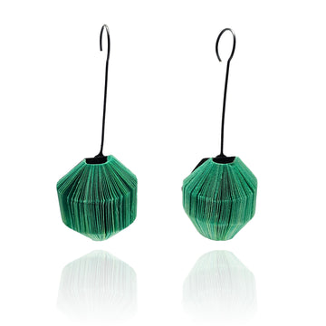 Geometric Green Paper Earrings