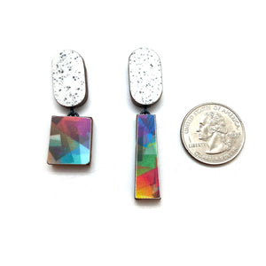 Geometric Marble and Rainbow Earrings-Earrings-Karen Vanmol-Pistachios