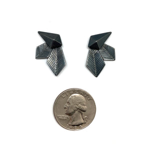 Geometric Silver Faceted Stud Earrings-Earrings-Nicole Schuster-Pistachios