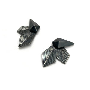 Geometric Silver Faceted Stud Earrings-Earrings-Nicole Schuster-Pistachios