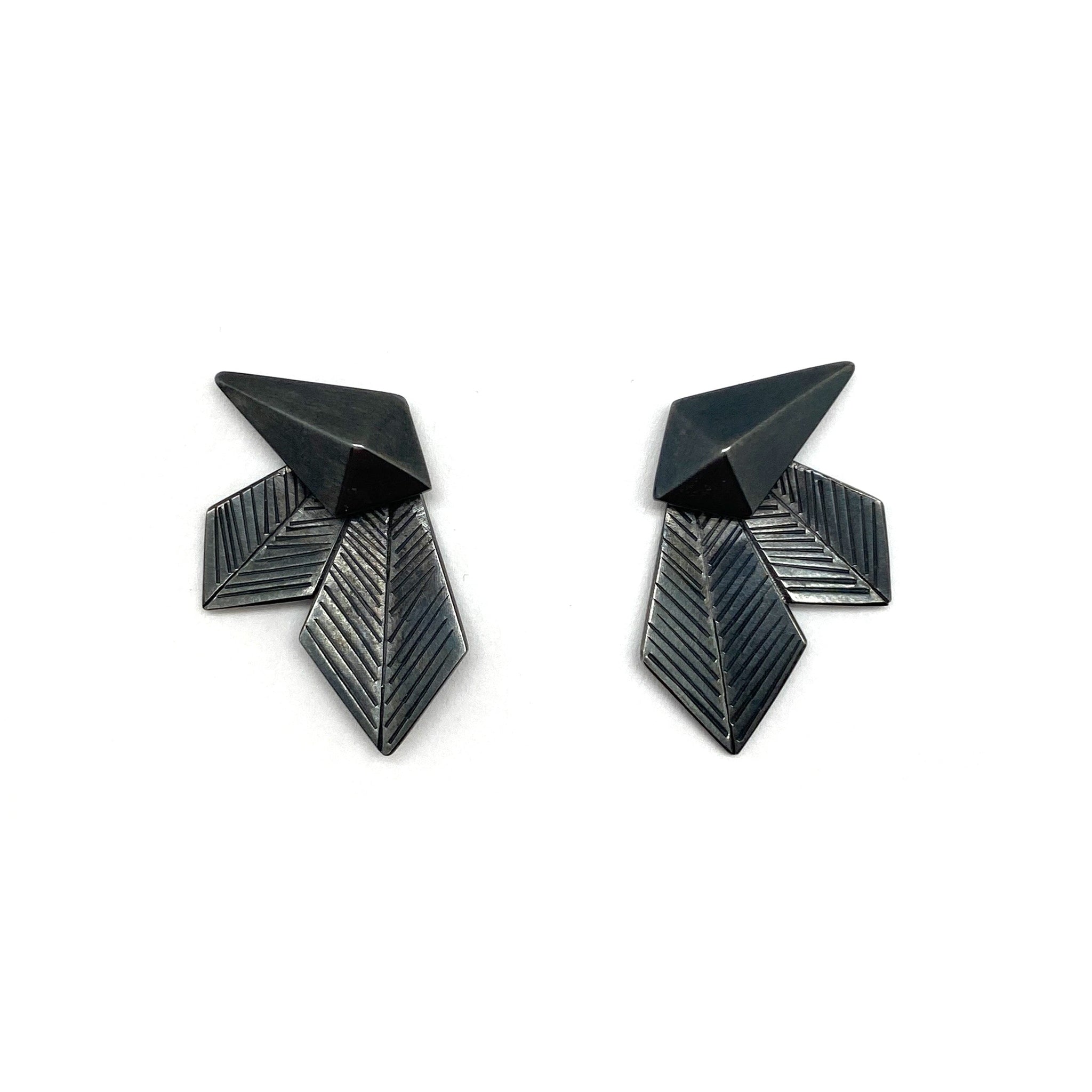 Geometric Silver Faceted Stud Earrings Earrings Nicole Schuster Pistachios
