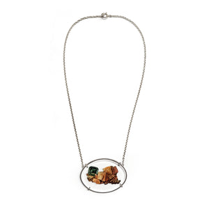 Glass Wulfenite and Emerald Necklace