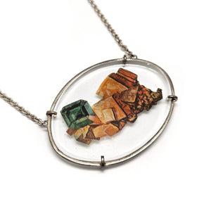 Glass Wulfenite and Emerald Necklace