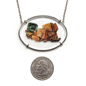 Glass Wulfenite and Emerald Necklace