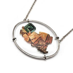 Glass Wulfenite and Emerald Necklace