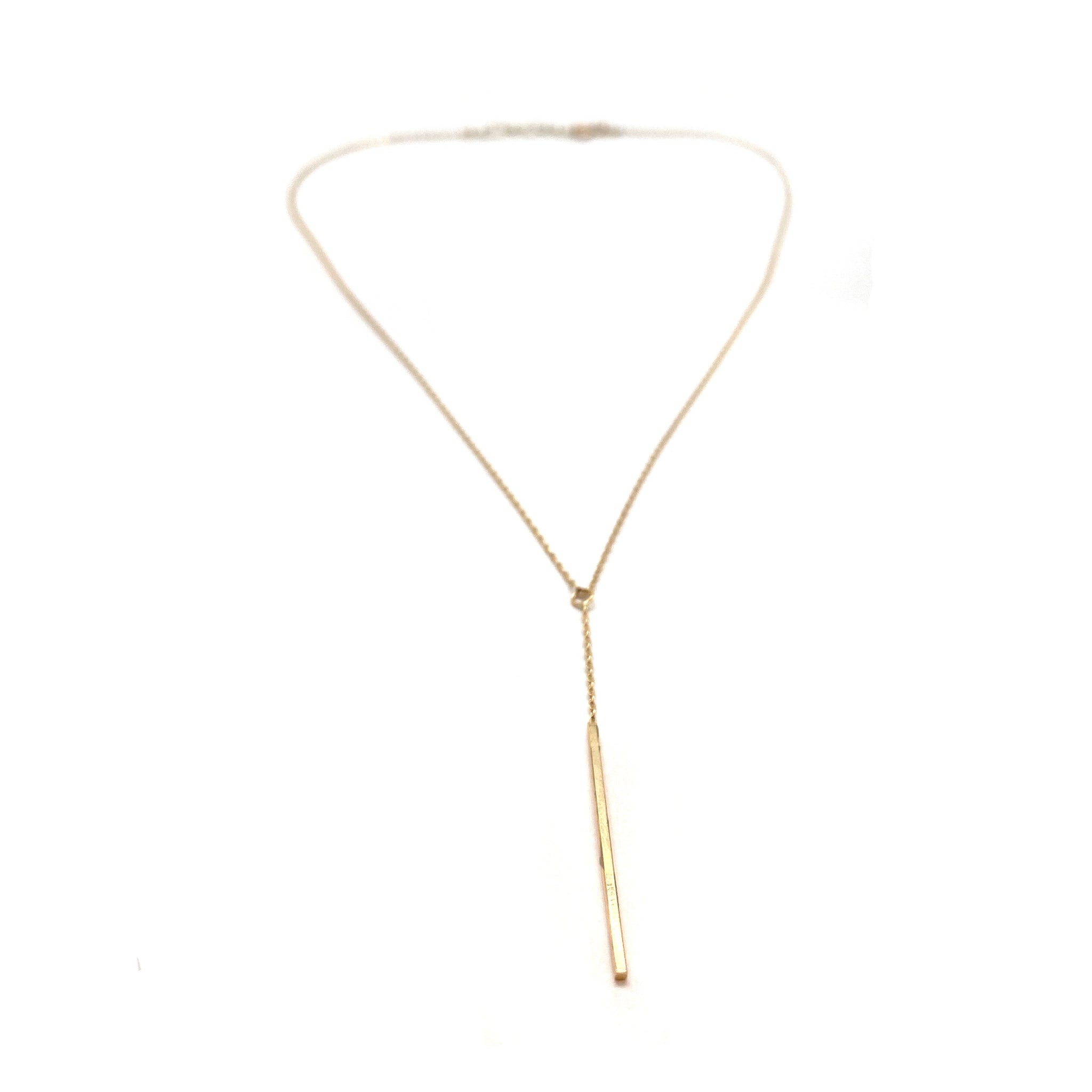 14k Yellow, White or Rose Gold Circle & Bar Lariat Necklace, 16-18 In. -  The Black Bow Jewelry Company