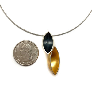 Gold & Black Leaf Pendant Necklace-Necklaces-Kacper Schiffers-Pistachios