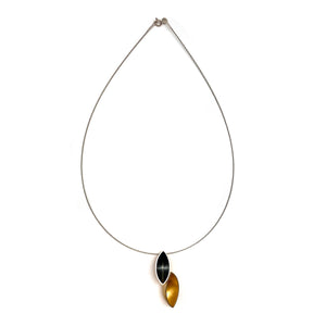Gold & Black Leaf Pendant Necklace-Necklaces-Kacper Schiffers-Pistachios