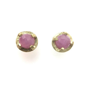 Gold Carved Studs - Coral-Earrings-Heather Guidero-Pistachios
